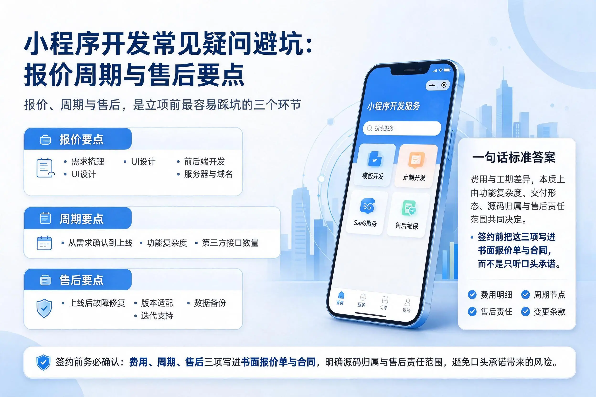 乌鲁木齐小程序开发常见疑问避坑:报价周期与售后要点