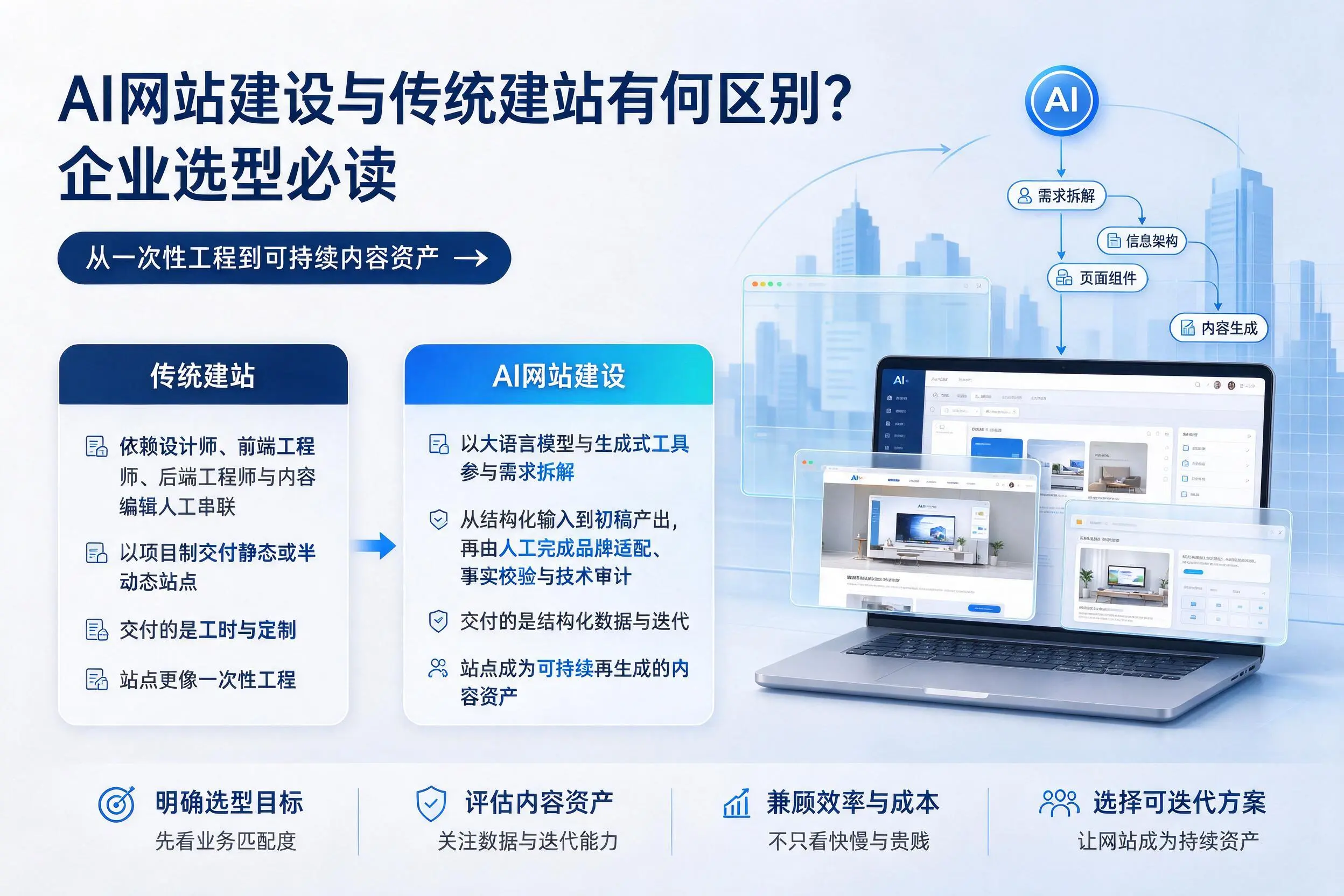 AI网站建设与传统建站有何区别？乌鲁木齐企业选型必读