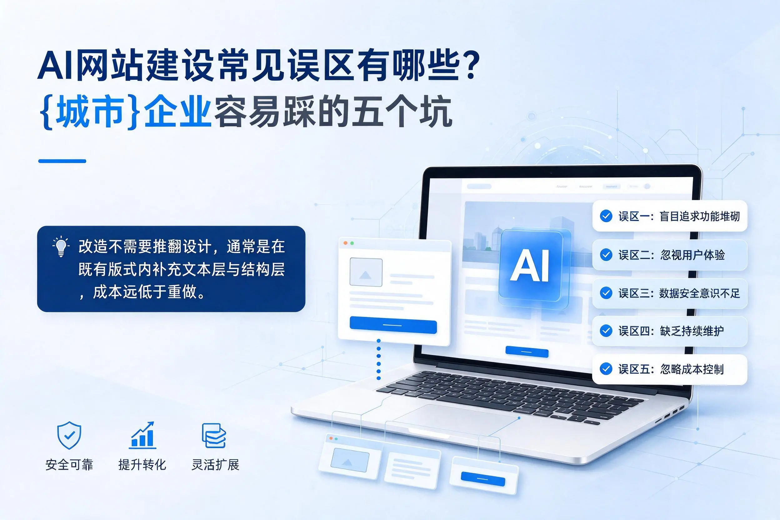 AI网站建设常见误区有哪些？乌鲁木齐企业容易踩的五个坑