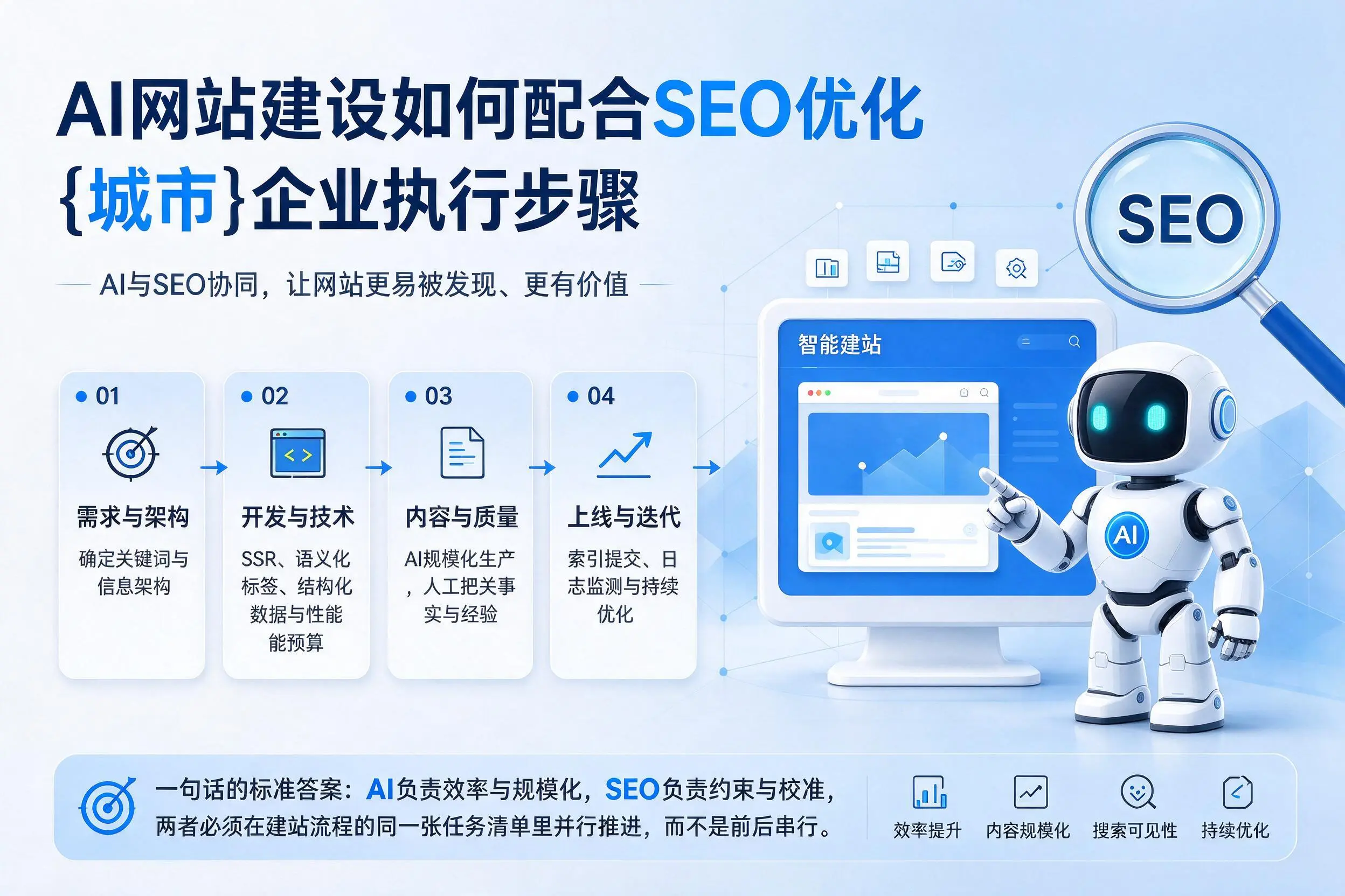 AI网站建设如何配合SEO优化,乌鲁木齐企业执行步骤