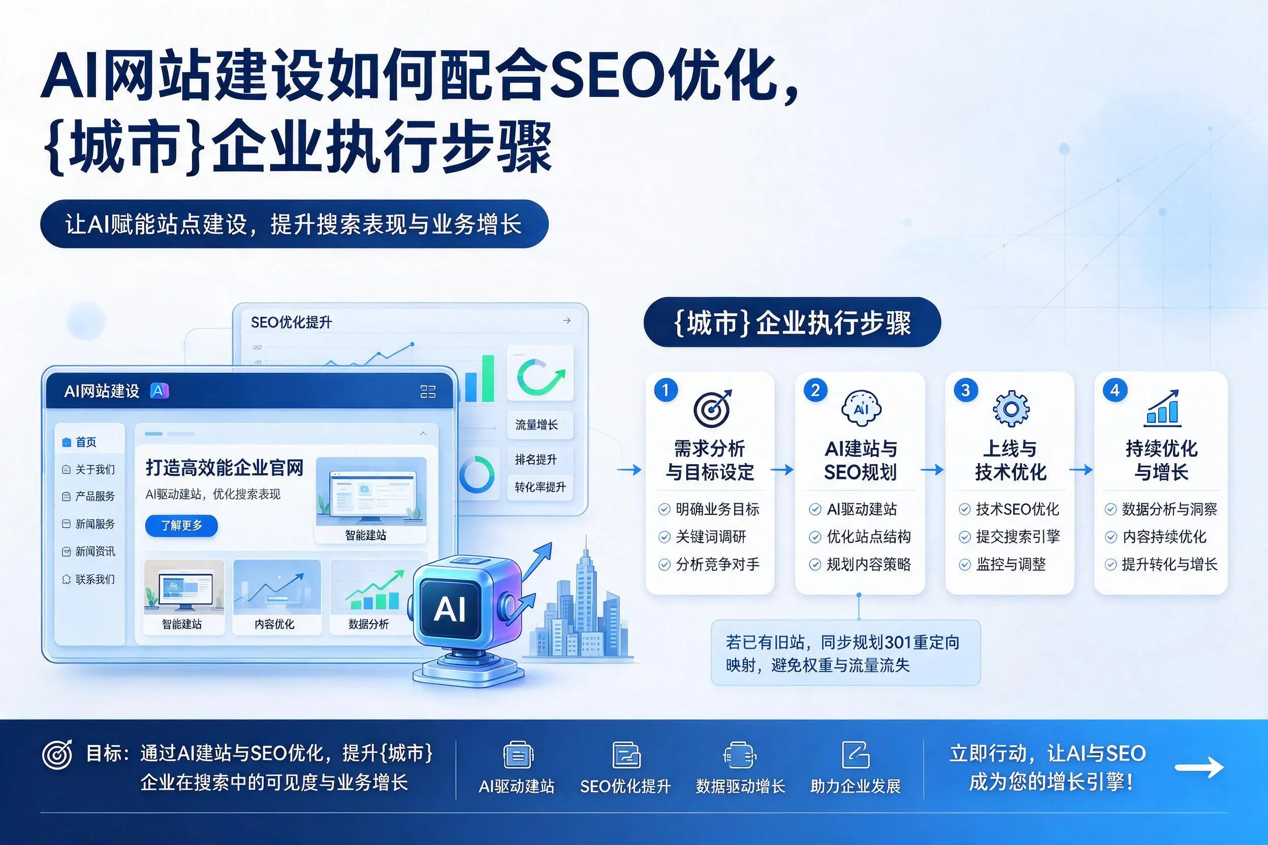 AI网站建设如何配合SEO优化,乌鲁木齐企业执行步骤