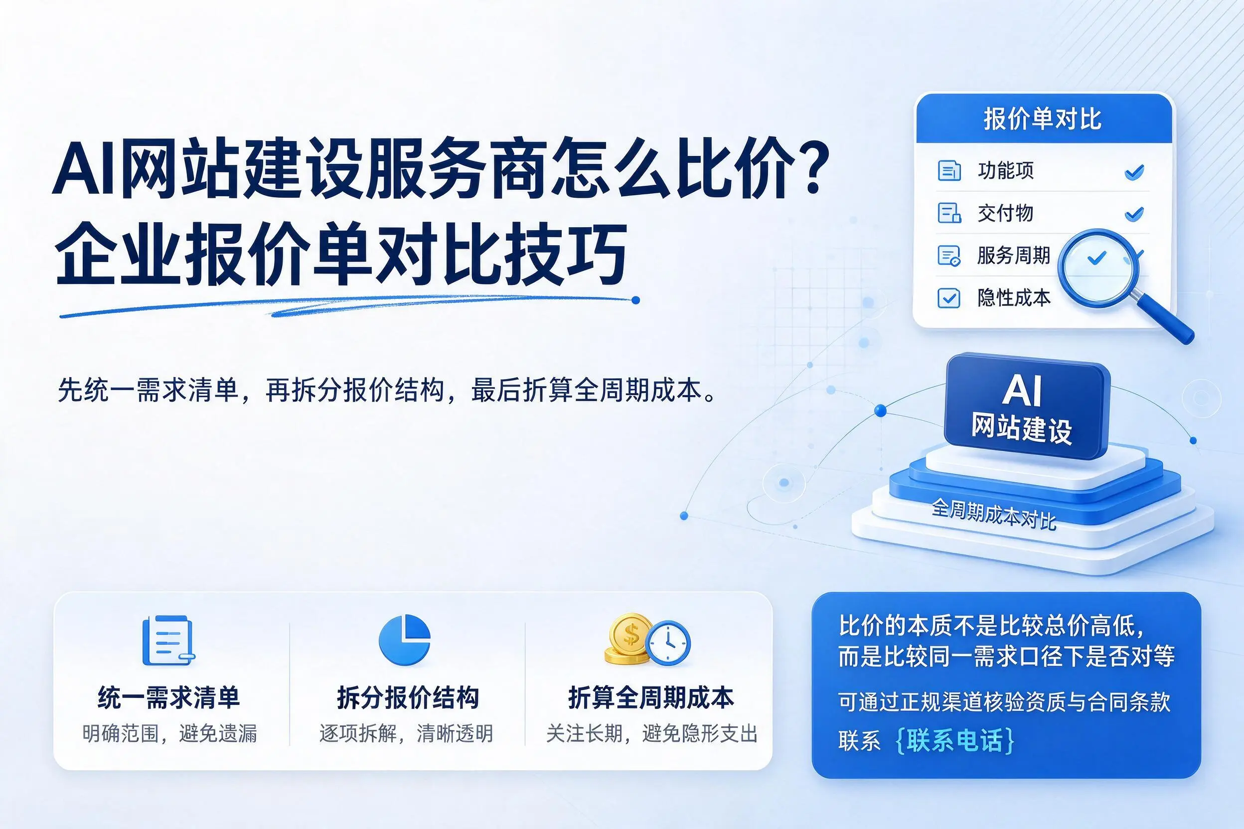 AI网站建设服务商怎么比价?乌鲁木齐企业报价单对比技巧