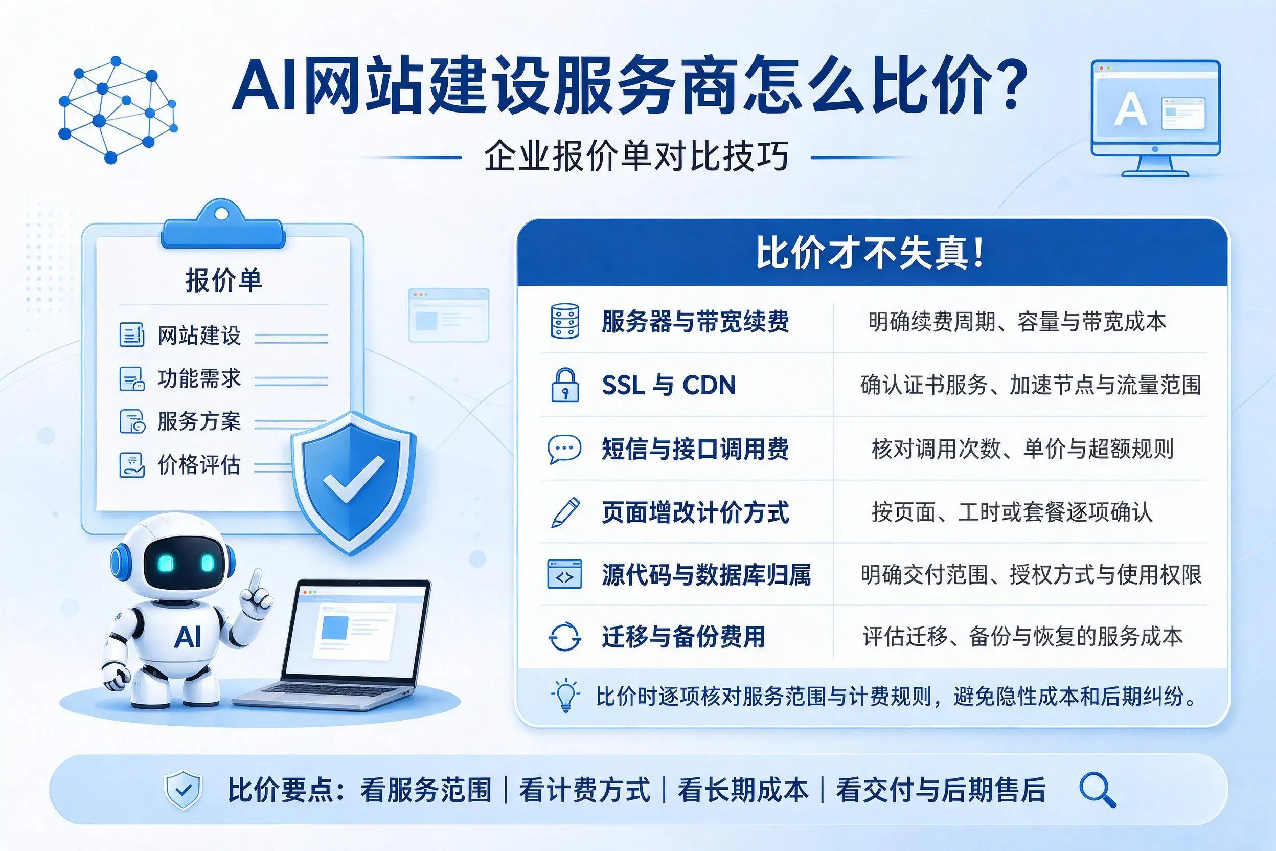 AI网站建设服务商怎么比价?乌鲁木齐企业报价单对比技巧