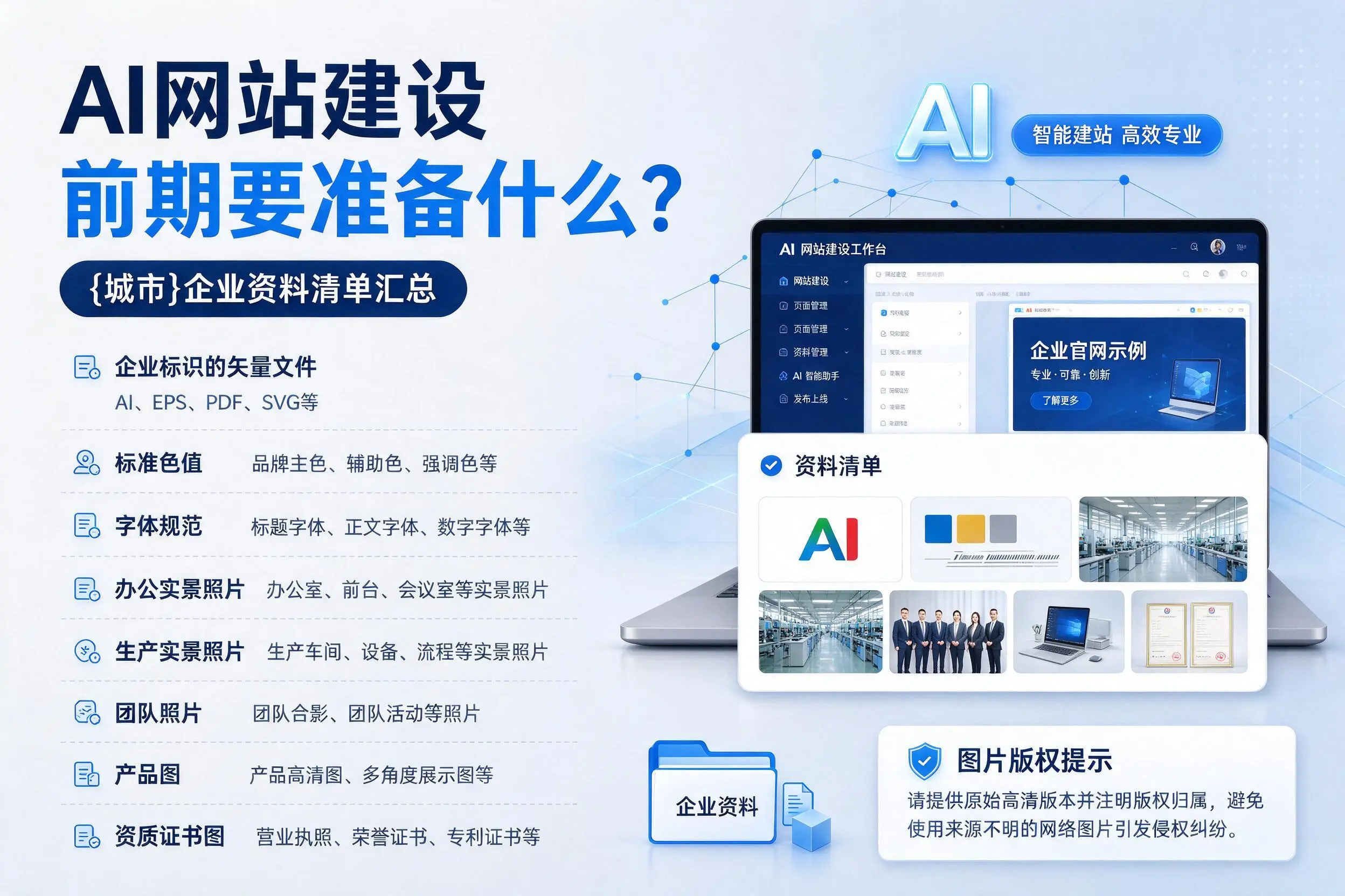 AI网站建设前期要准备什么?乌鲁木齐企业资料清单汇总