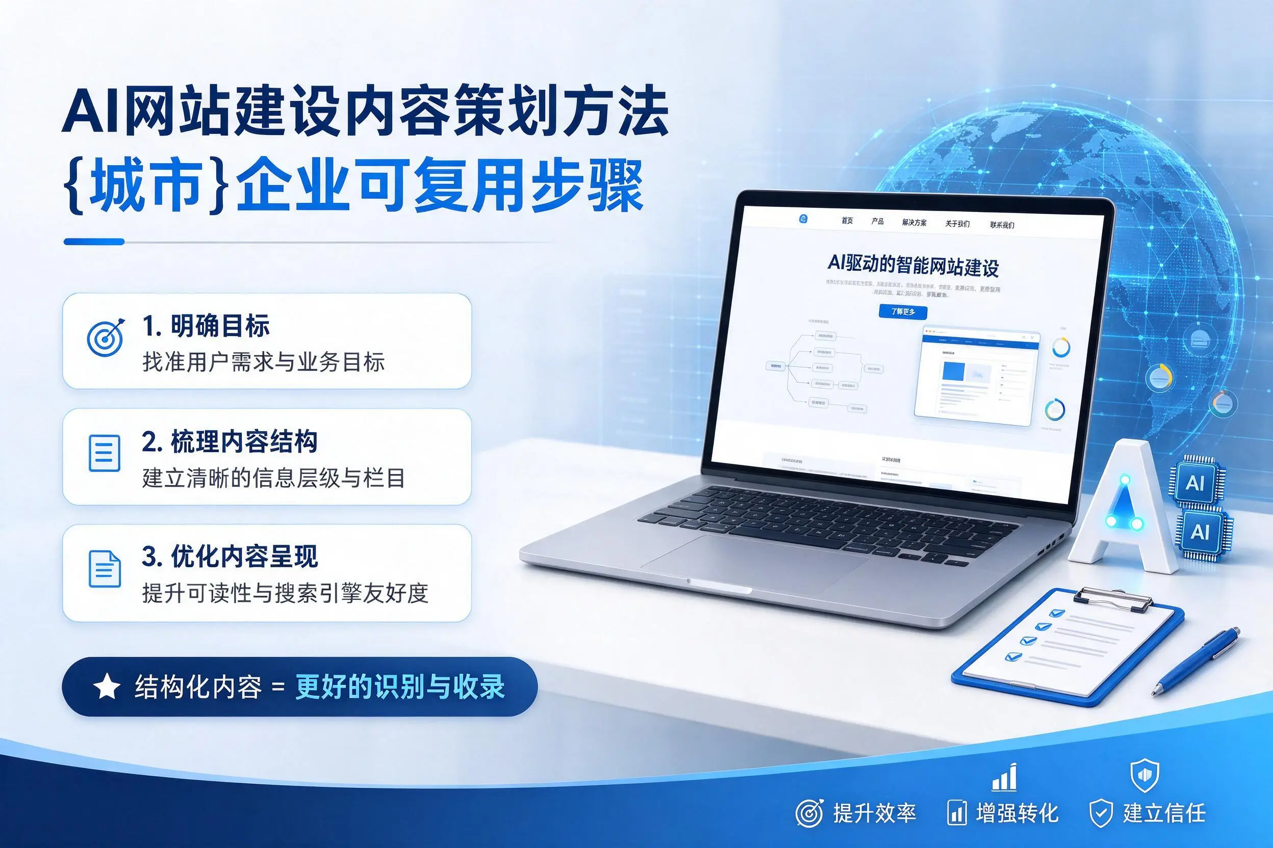 AI网站建设内容策划方法，乌鲁木齐企业可复用步骤