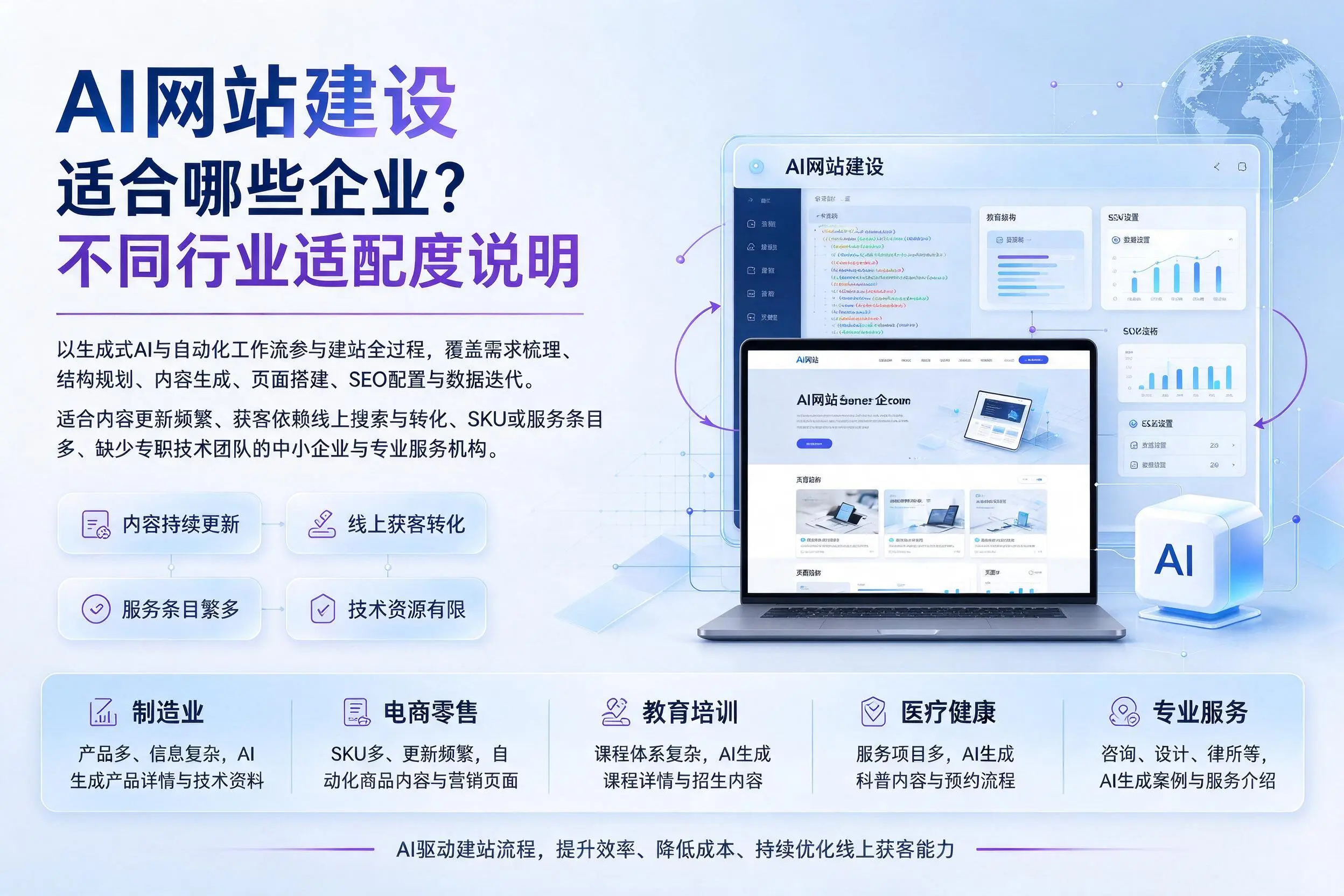 AI网站建设适合哪些企业？乌鲁木齐不同行业适配度说明